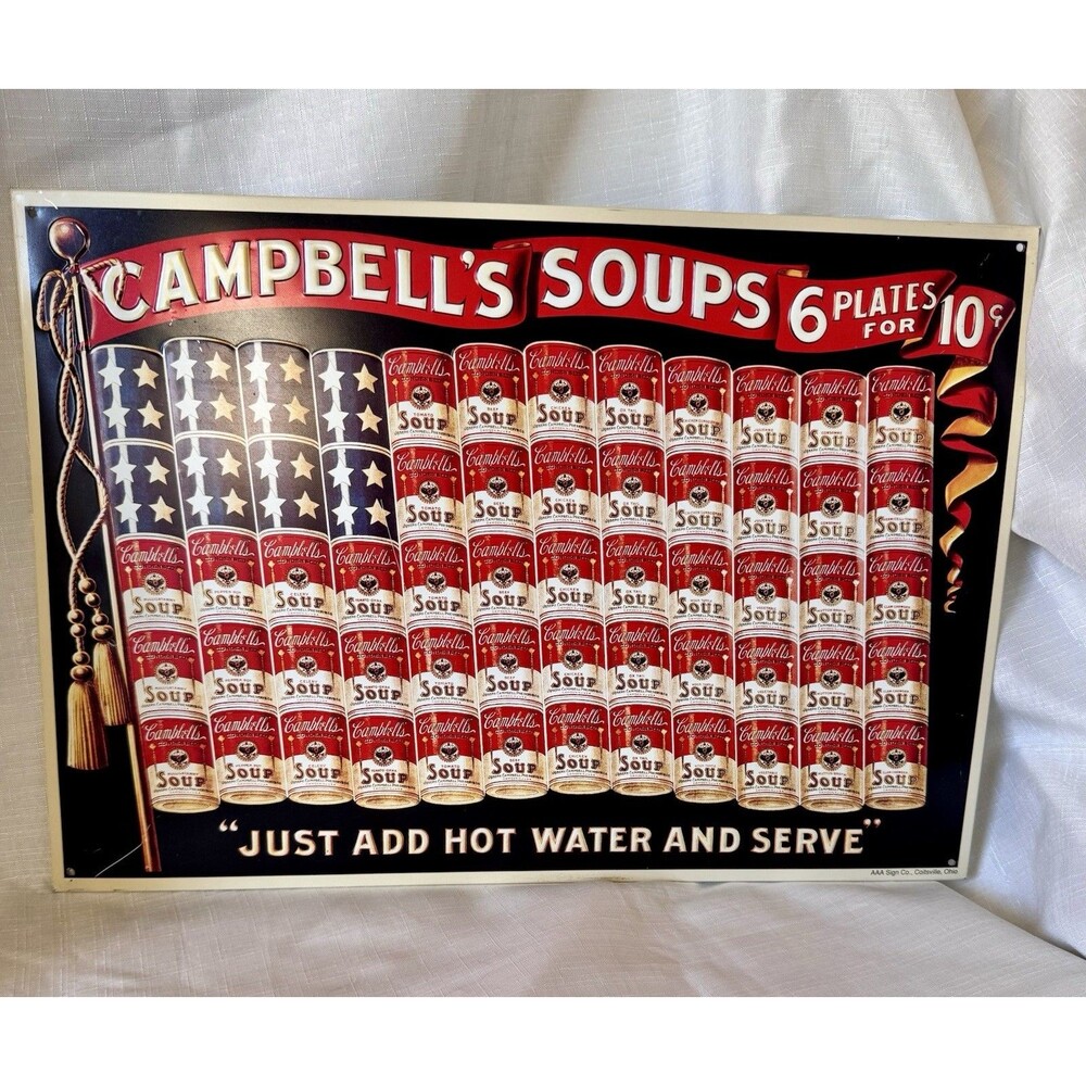 Vintage Replica of Campbell’s Soup Metal Advertisement Sign Wall Decor 12” X 16”